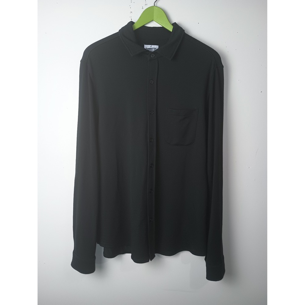 Daniel Hechter Paris Mens Large Black Modal Blend Long Sleeve Button Down‎ Shirt